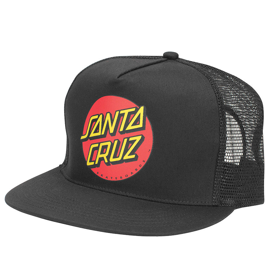 Santa Cruz Classic Dot Mesh Trucker High Profile Mens Hat Black