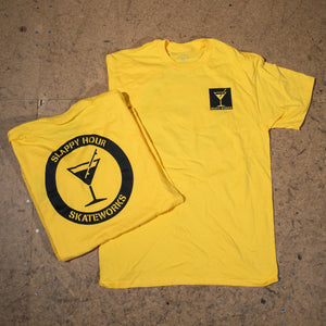Skateworks x Slappy Hour "Martini" T-Shirt Loading Zone Yellow/Black