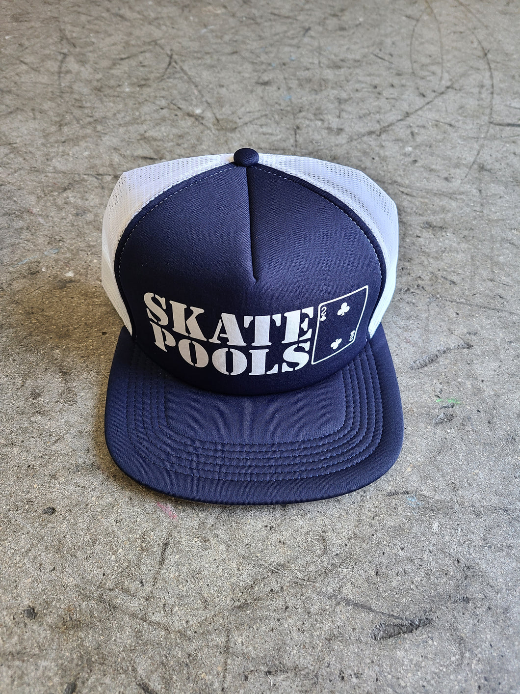Low Card Skate Pools Mesh Hat Navy/White