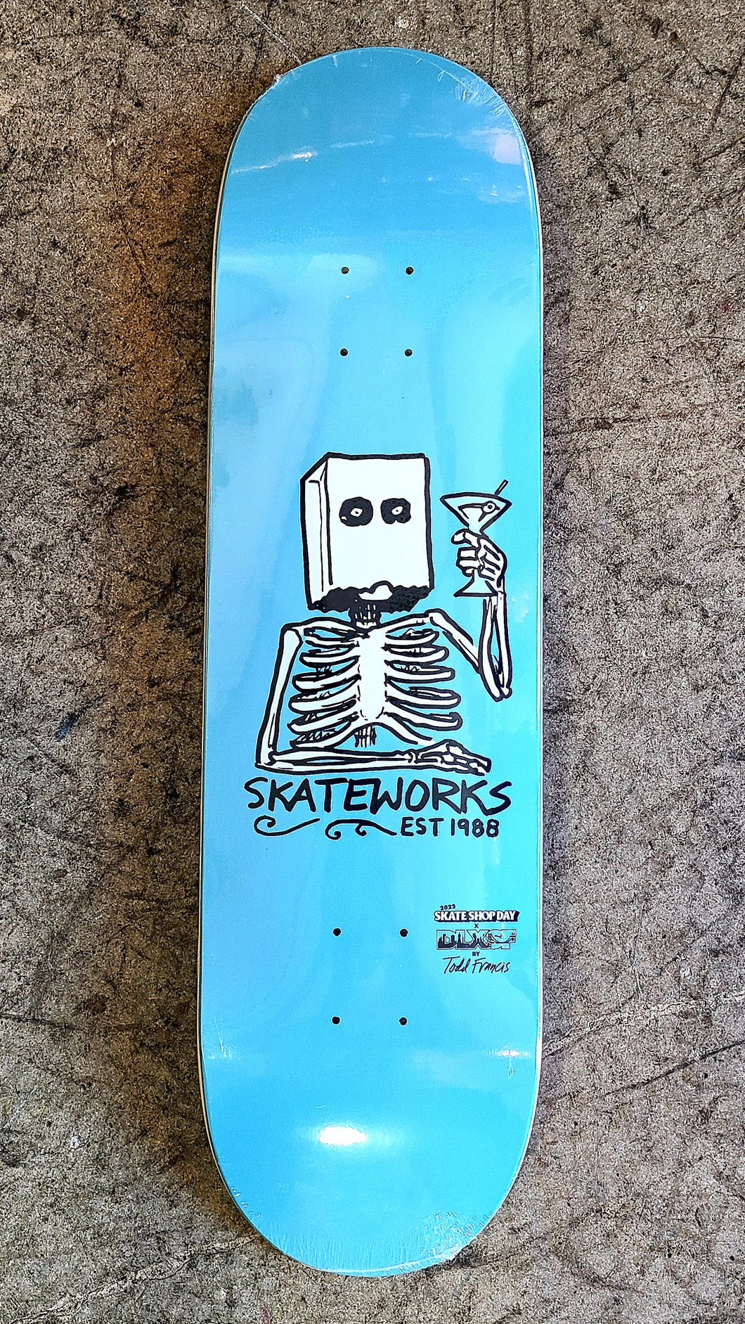 Skateworks x Todd Francis DLXSF Sketchy Skate Shop Day Deck Blue