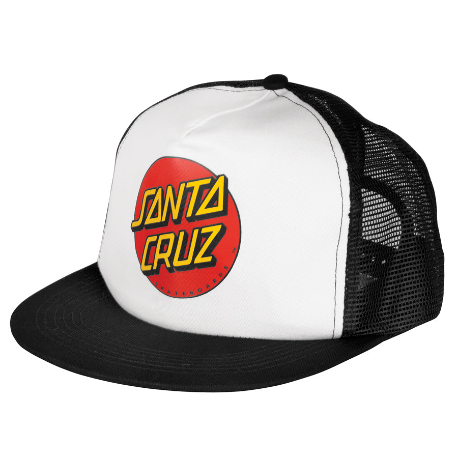 Classic Dot Mesh Trucker High Profile Mens Santa Cruz Hat Black/White
