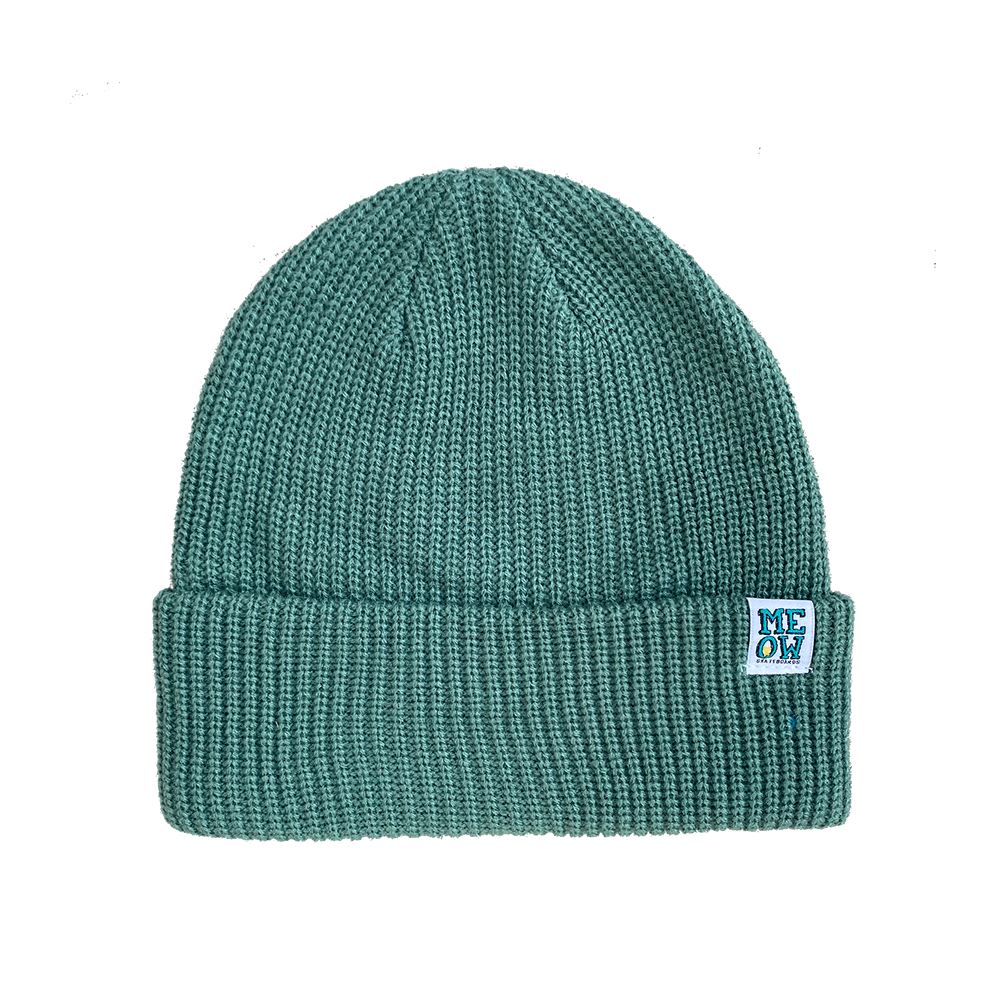 Meow Stacked Cuff Beanie Seafoam